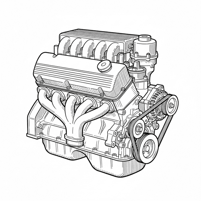 Technical illustration of the BMW M20 inline-6 SOHC engine