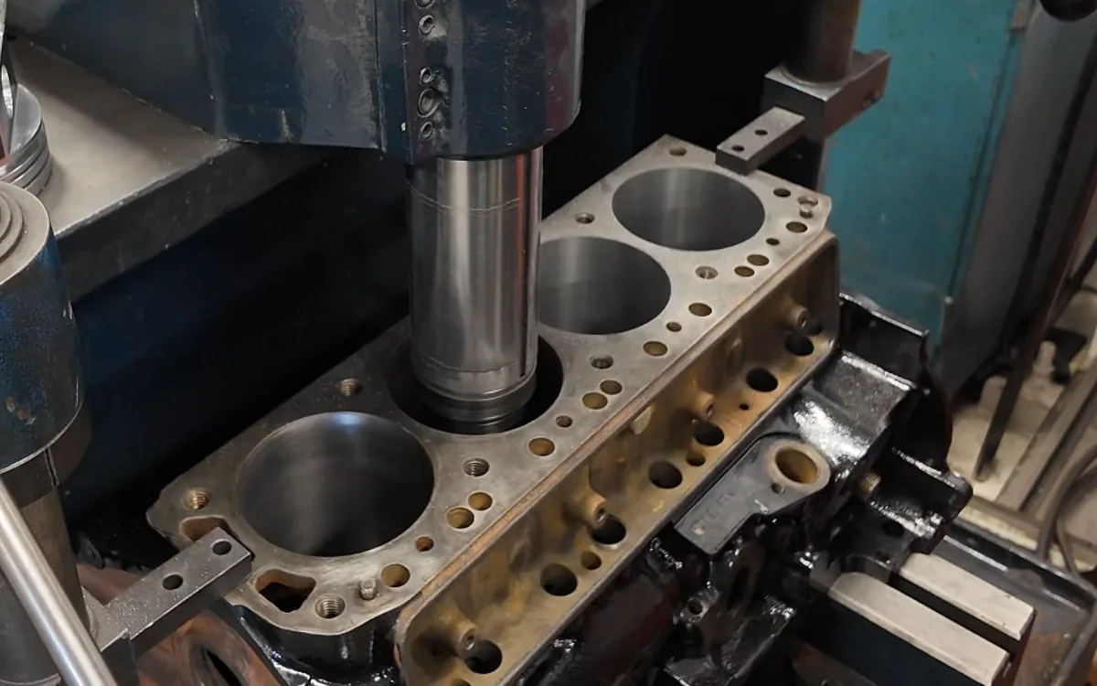 Engine block being bored