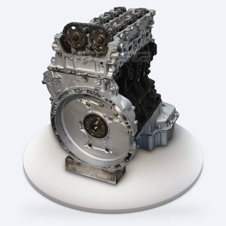 Mercedes OM651 exchange engine turning slowly on a turntable